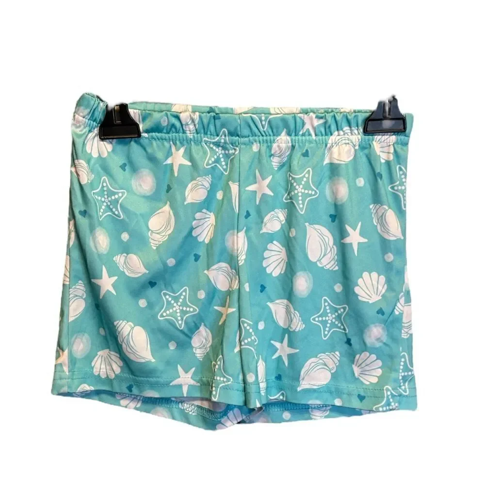5 for $25🔥Girls 6X Blue‎ Beach Shell Print Pajama Shorts